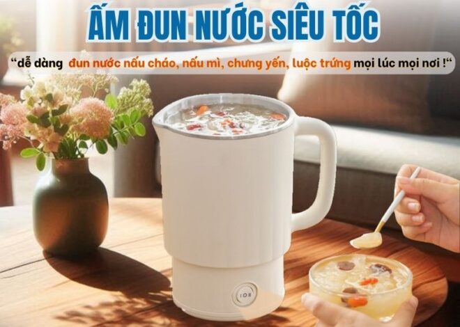 Ấm đun nước siêu tốc – Bình đun siêu tốc mini du lịch nhỏ gọn, tiện lợi